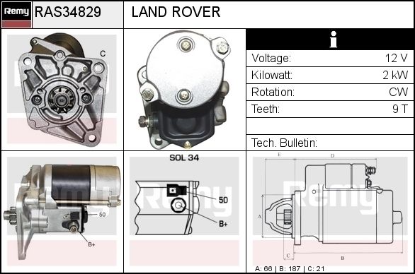 DELCO REMY Стартер RAS34668